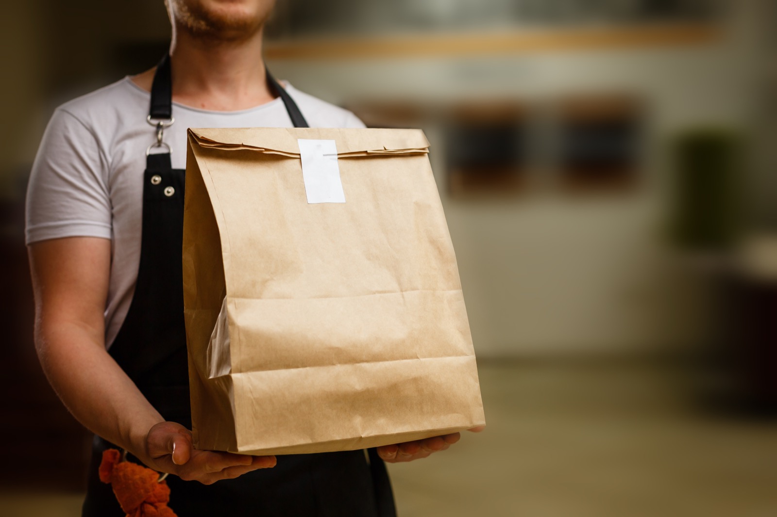 Food delivery courier on a bicycle